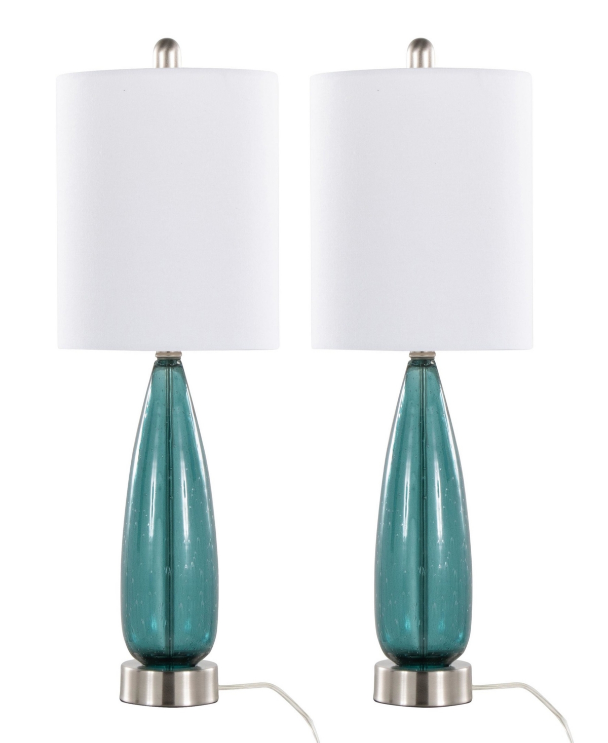 Lumisource Bottega 22" Glass Table Lamp, Set Of 2 In Sapphire Blue,white,silver