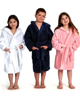 Kids Super Plush Double Brushed Hooded Polyester Bathrobe