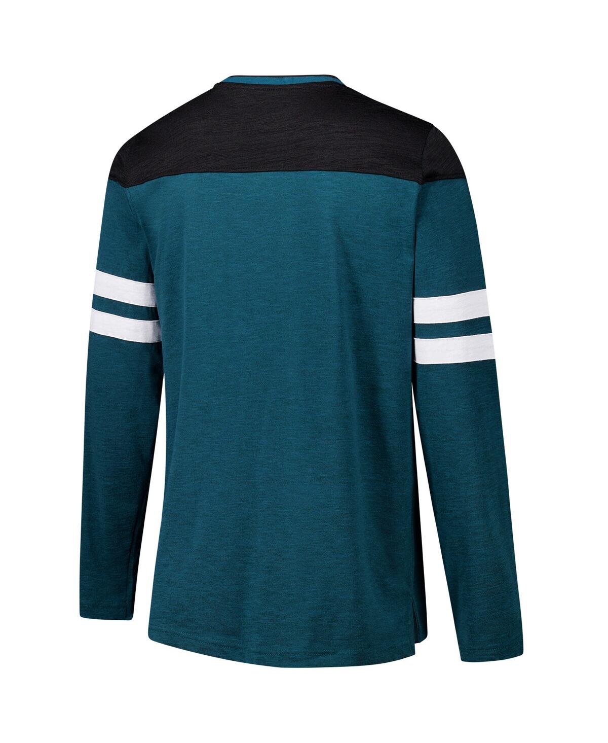 G-III SPORTS BY CARL BANKS MEN'S MIDNIGHT GREEN/BLACK PHILADELPHIA EAGLES ADAPTIVE HAIL MARY LONG SLEEVE T-SHIRT 