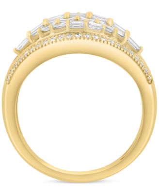 EFFY&reg; Diamond Round & Baguette Curved Statement Ring (5/8 ct. t.w.) in 14k Gold