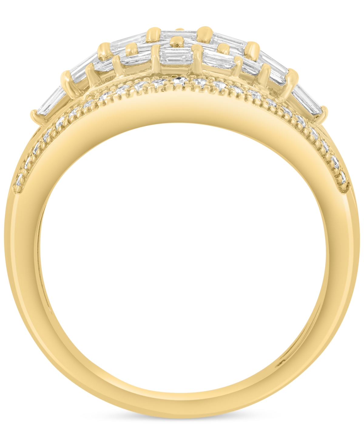 EFFY COLLECTION EFFY DIAMOND ROUND & BAGUETTE CURVED STATEMENT RING (5/8 CT. T.W.) IN 14K GOLD 