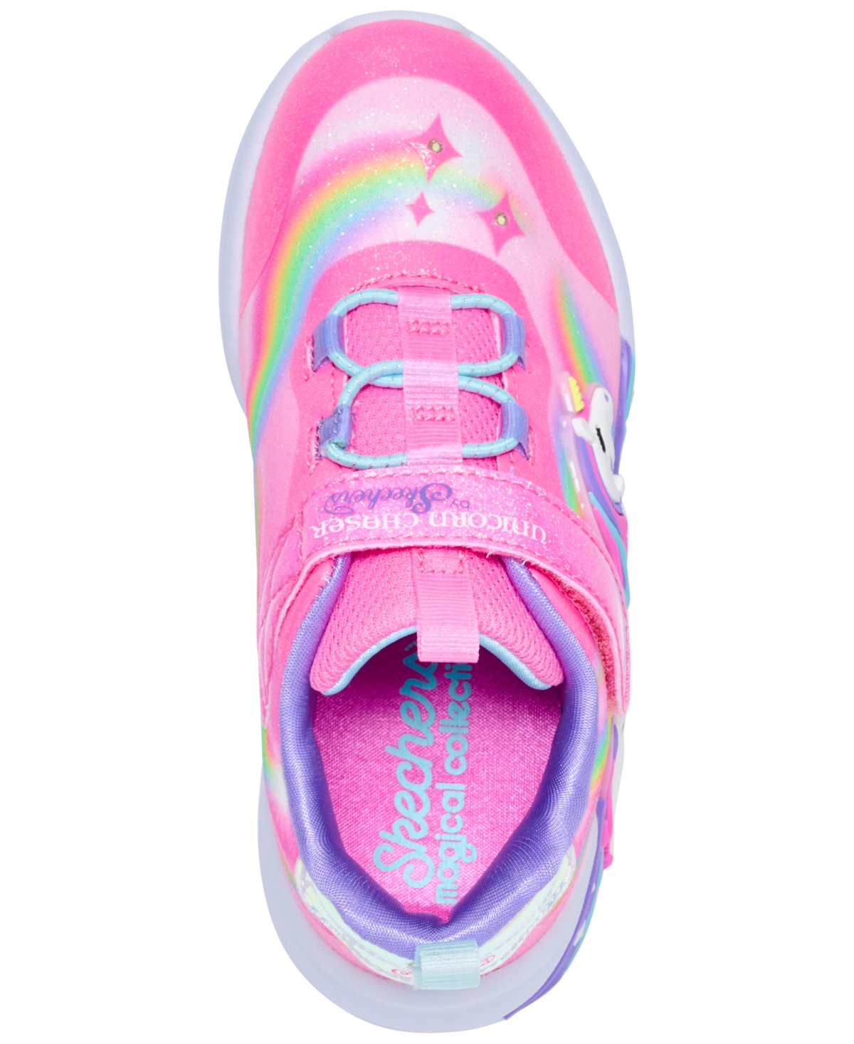 Skechers Toddler Girls S-lights: Unicorn Chaser Light-up Fastening Strap Casual Sneakers From Finish Line In Multi