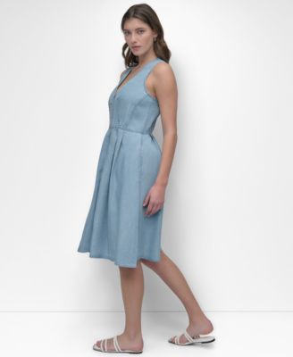 Women's Sleeveless Zip-Front Fit & Flare Dress