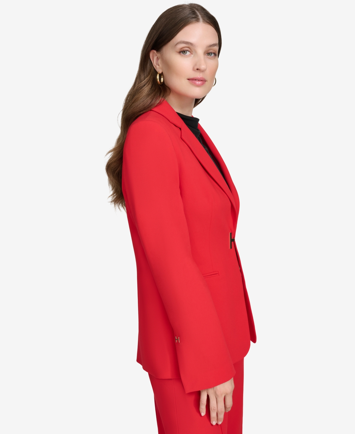 HALSTON WOMEN'S LOGO-CLASP NOTCH-LAPEL BLAZER 