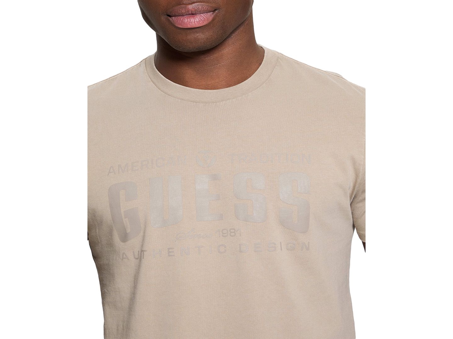 Мужская футболка GUESS Relaxed Fit Short Sleeve Crewneck Logo, цвет: Рыжевато-коричневый — фото 3