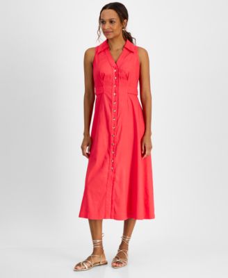 I.N.C. International Concepts - Petite Belted Sleeveless Shirtdress
