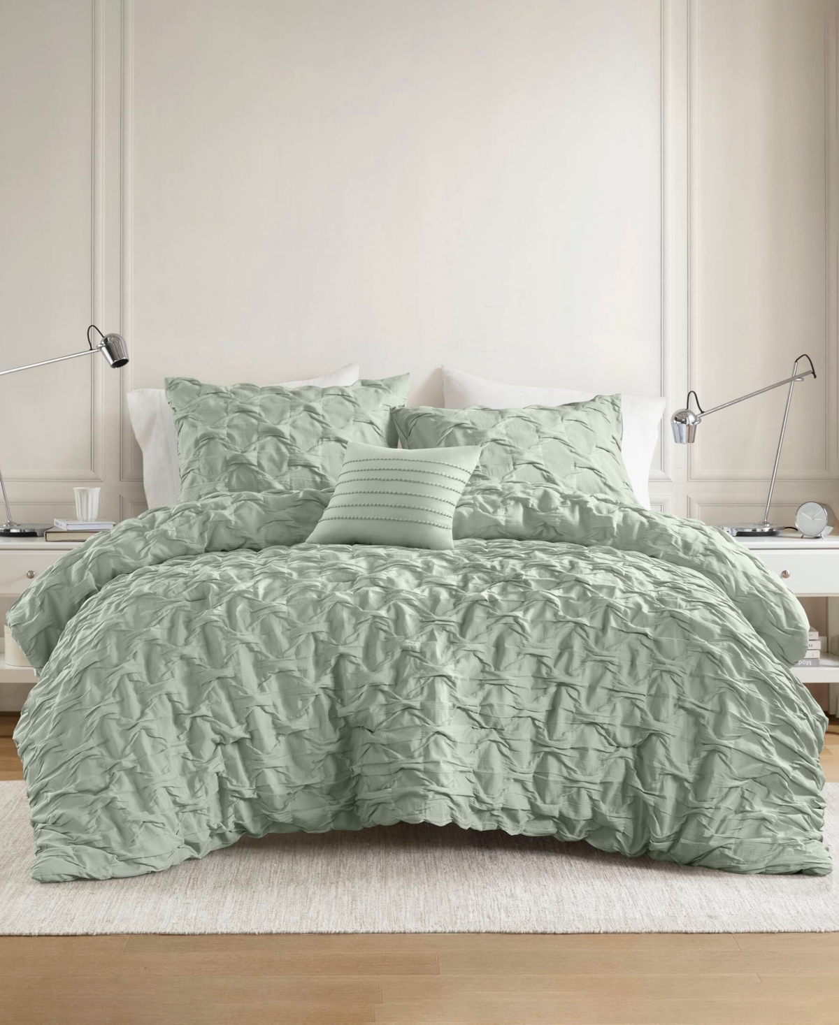 510 Design Bailey Diamond Pucker Woven 4-pc. Comforter Set, Full/queen In Green