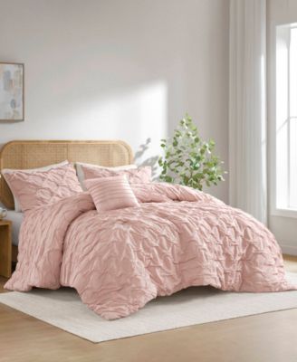 Bailey Diamond Pucker Woven 4-Pc. Comforter Set, Full/Queen