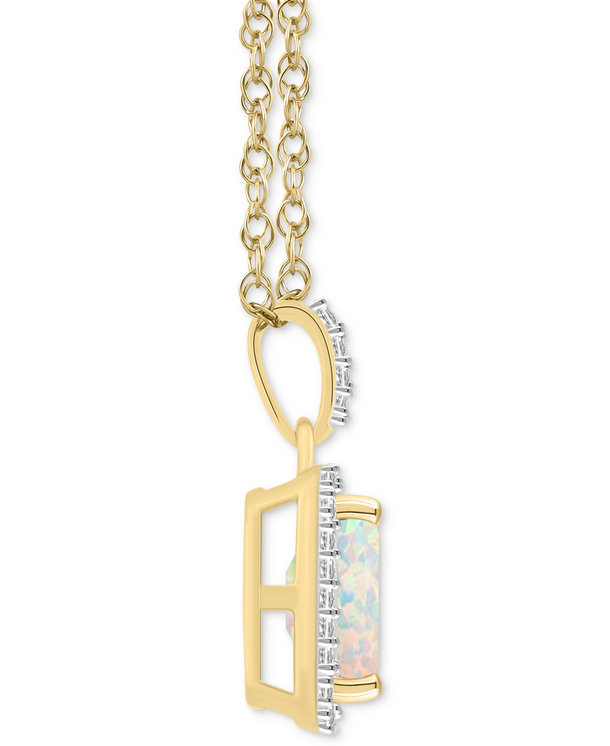 Macy's Lab Created Ruby (2 Ct. T.w.) & Lab Created White Sapphire (1/5 Ct. T.w.) Rectangle Pendant Necklace In Opal,gold
