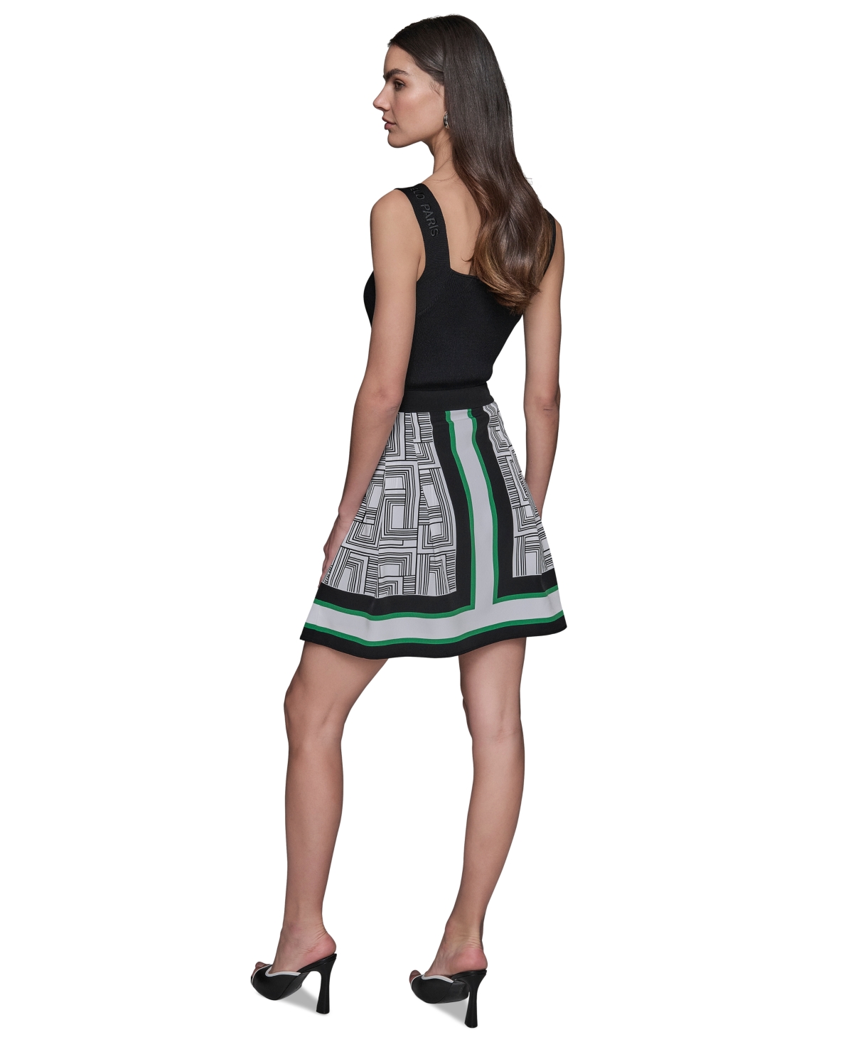 Karl Lagerfeld Women's Border Printed Mini Skirt In Soft White Combo