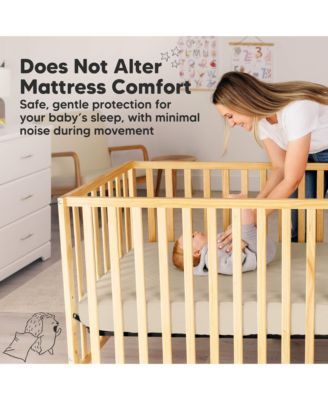 2-Pack Protect+ Waterproof Crib Mattress Protector Covers, Mavy Quilted Cotton Baby Mattress Topper, Toddler Crib Sheets