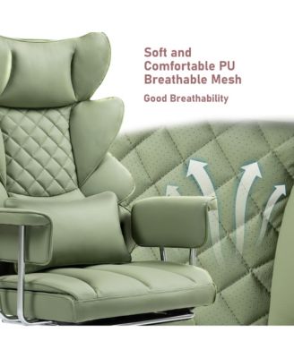 Faux Leather Gaming Chair, Ergonomic High-Back Office Chair With Tilt and Swivel, Reclining Computer Desk Chair for Women, Men