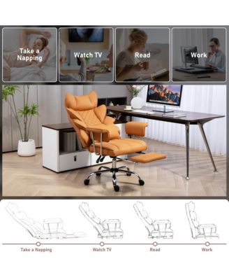 Faux Leather Gaming Chair, Ergonomic High-Back Office Chair With Tilt and Swivel, Reclining Computer Desk Chair for Women, Men