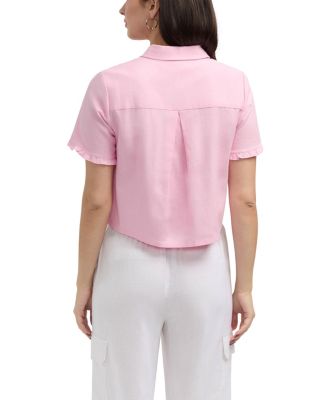 Women's Button Front Shirt with Ruffle Detail