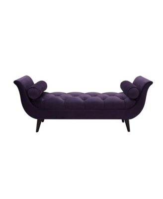 64 Inch Tufted Velvet Entryway Bench, Upholstered Bedroom Bench with Bolster Pillows & Wood Legs-The Pop Home