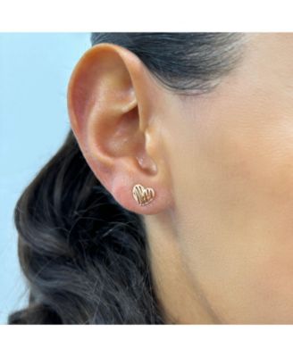 Scribble Heart Stud Earrings 14K Rose Gold