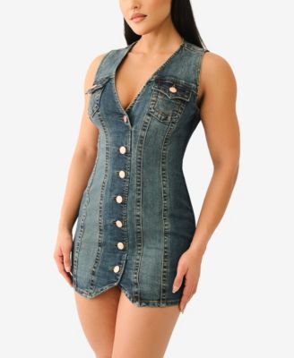 Women's Fitted Denim Vest Dress