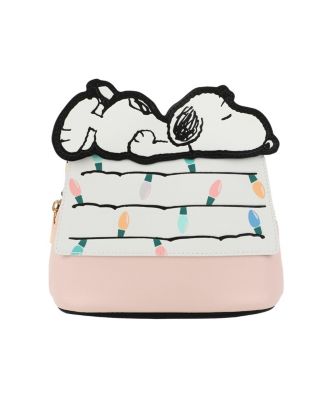 Snoopy Christmas Dog House Pink 7.75" Dome Crossbody Bag