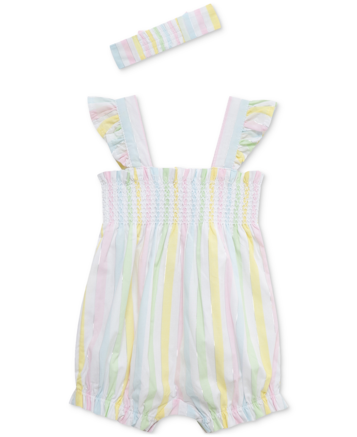Shop Little Me Baby Girls 2-pc. Candy Stripe Bubble Romper & Headband Set