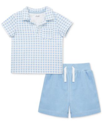 Baby Boys Gingham Terry Polo Top & Shorts, 2 Piece Set