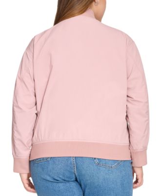 Trendy Plus Size Lightweight Zip-Front Bomber Jacket