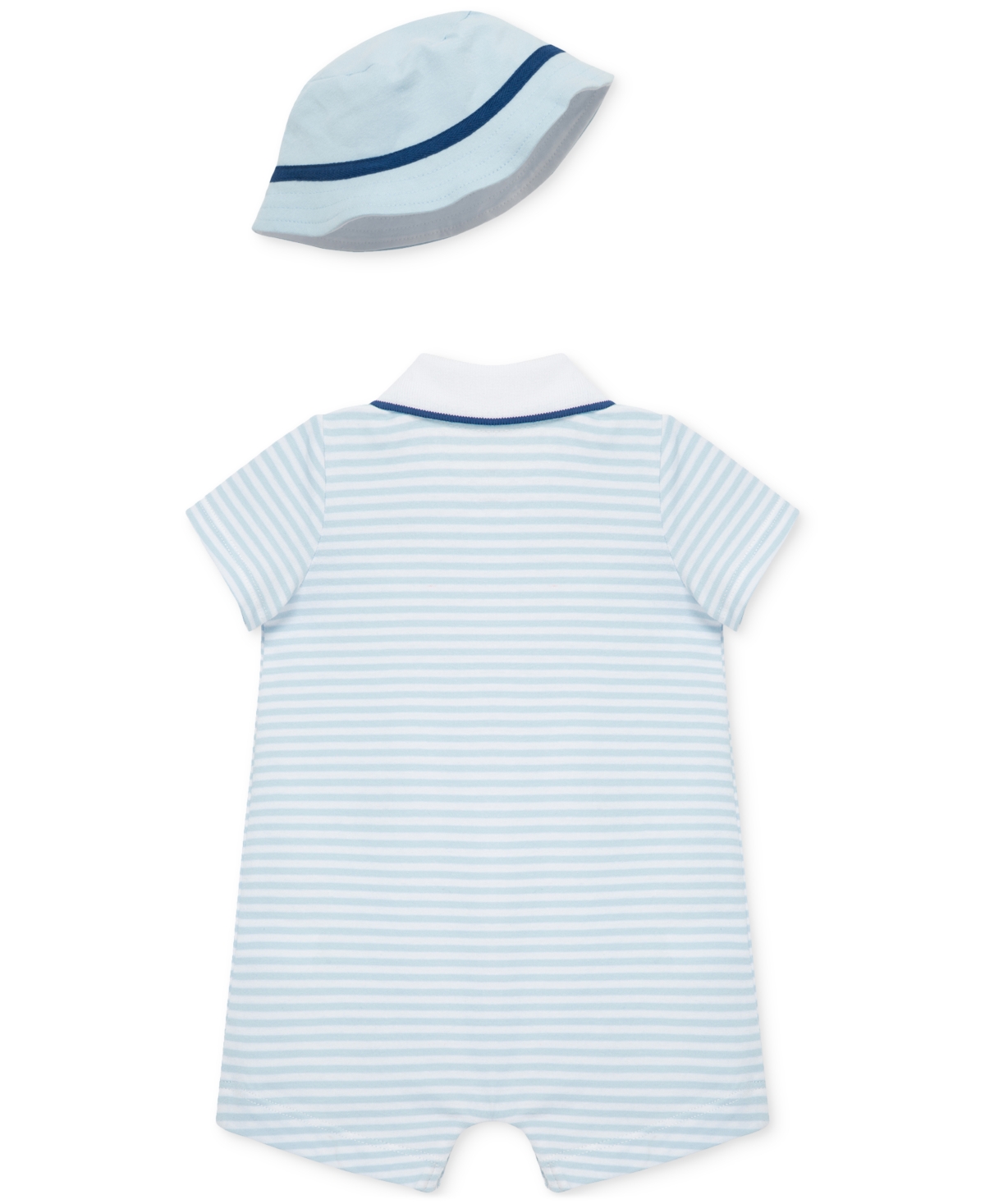 Shop Little Me Baby Boys 2-pc. Embroidered Cotton Romper & Bucket Hat Set