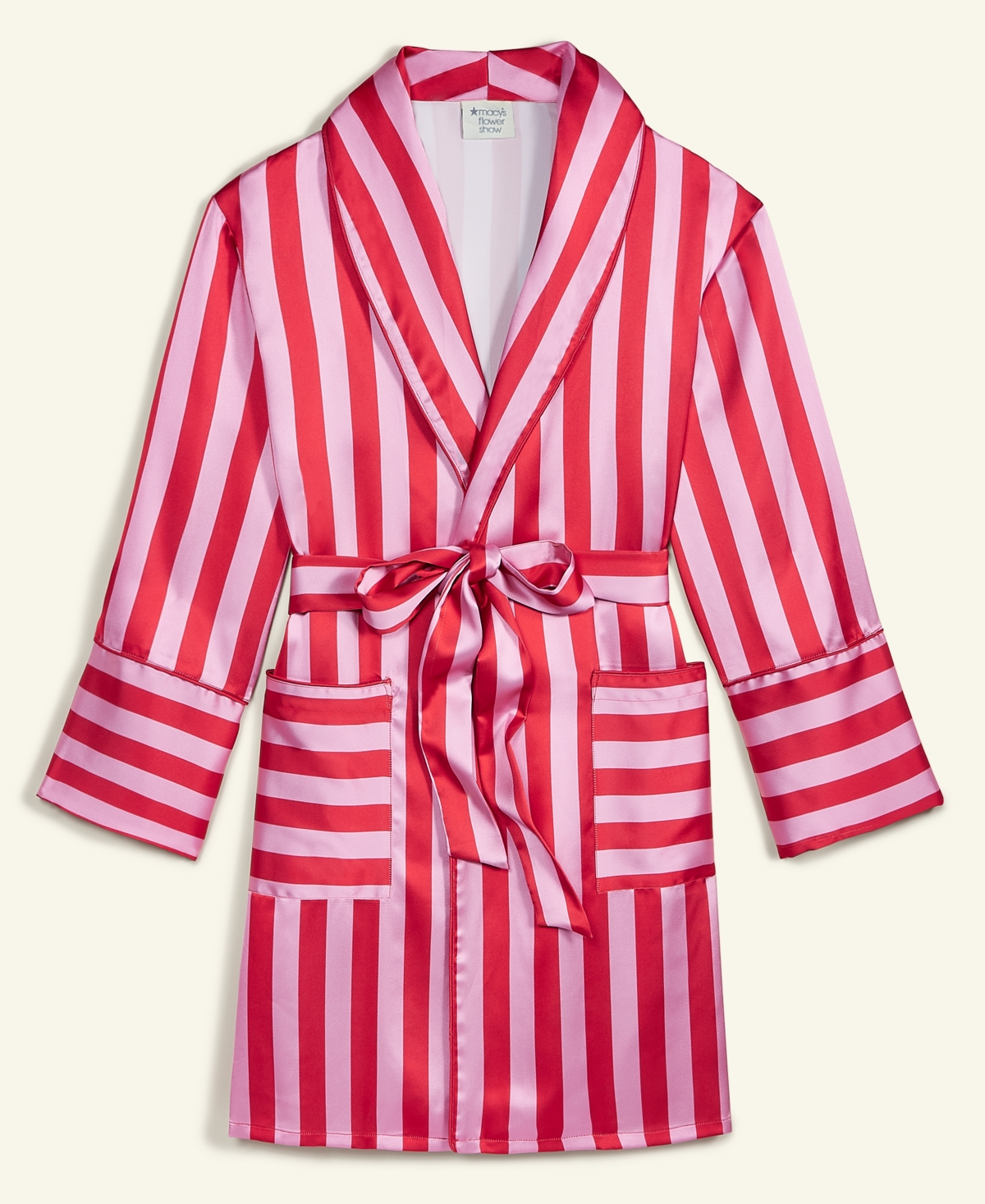 MACY'S FLOWER SHOW WOMEN'S STRIPED MIDI LENGTH ROBE, EXCLUSIVELY AT MACY'S 