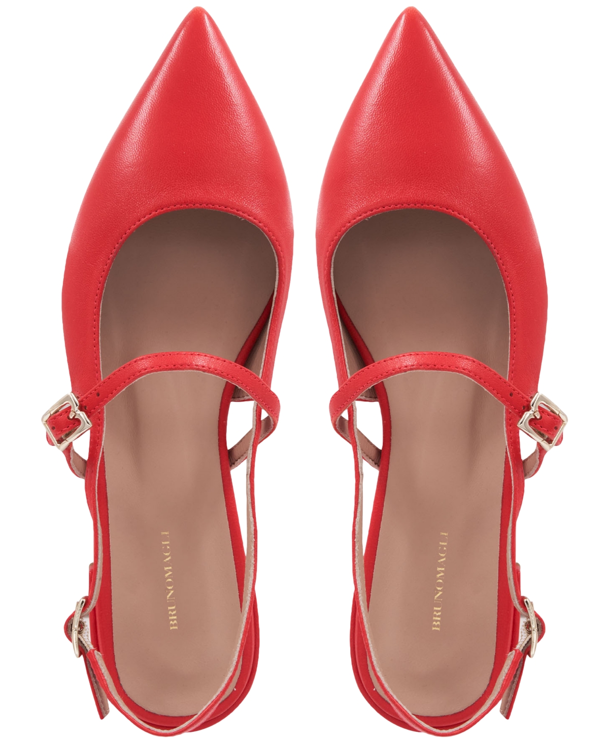 Bruno Magli Martina Slingback Mary Jane Pointed Toe Flat In Red