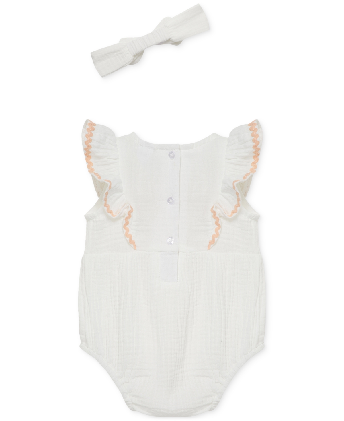 Little Me Baby Girls 2-pc. Gauze Embroidered Flowers Bubble Romper & Headband Set