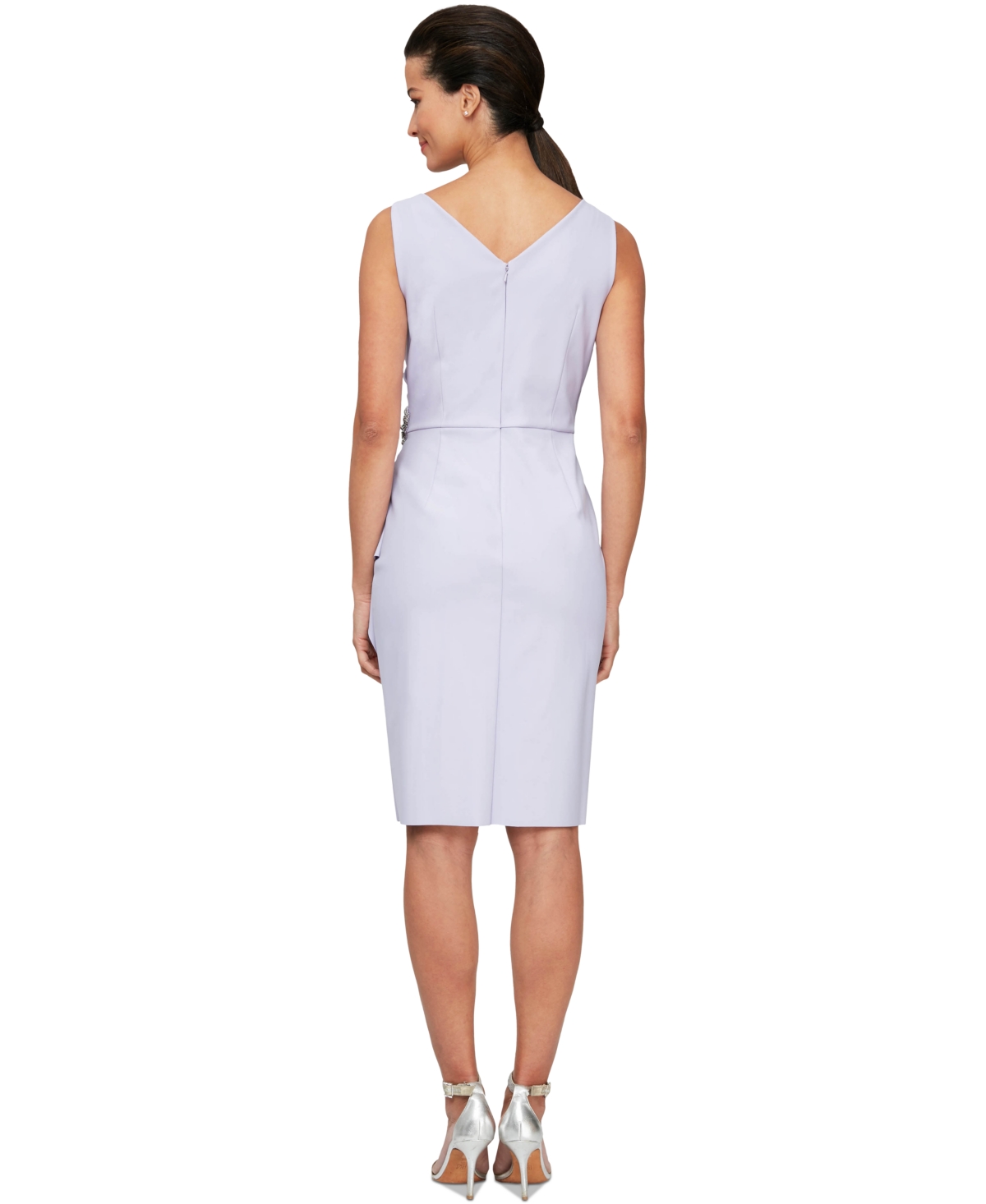 Alex Evenings Compression Embellished Ruched Sheath Dress In Lavender