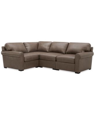 Radley Roll Arm 104" 4-Pc. Leather Square Corner L Sectional