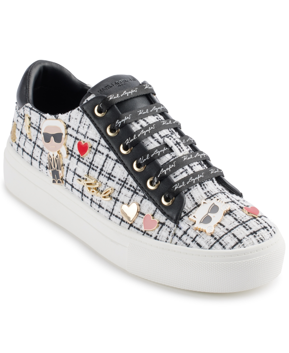 Karl Lagerfeld Paris Cate Pins Sneaker In Black,white