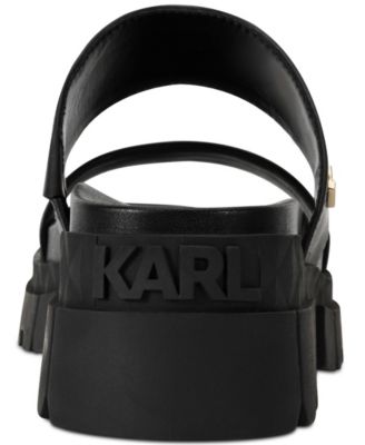 KARL LAGERFELD PARIS Women's Lacara Lug Slide Flat Sandals