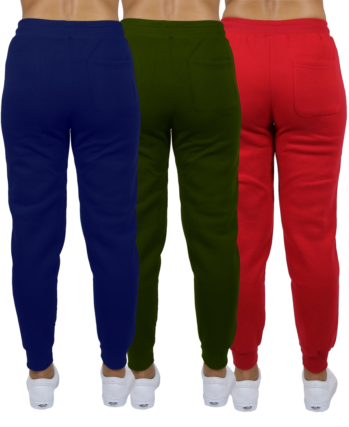 Shop Galaxy By Harvic Women's Loose-fit Fleece Jogger Sweatpants 3-pack In Navy-olive-red