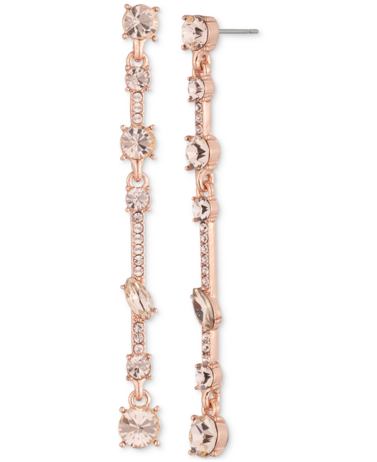 Givenchy Mixed Cut Crystal Linear Drop Earrings In Rose Gold