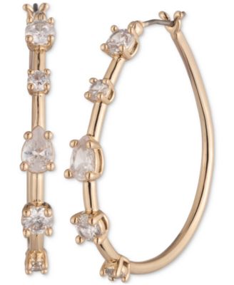 Givenchy - Gold-Tone Cubic Zirconia Oval Hoop Earrings