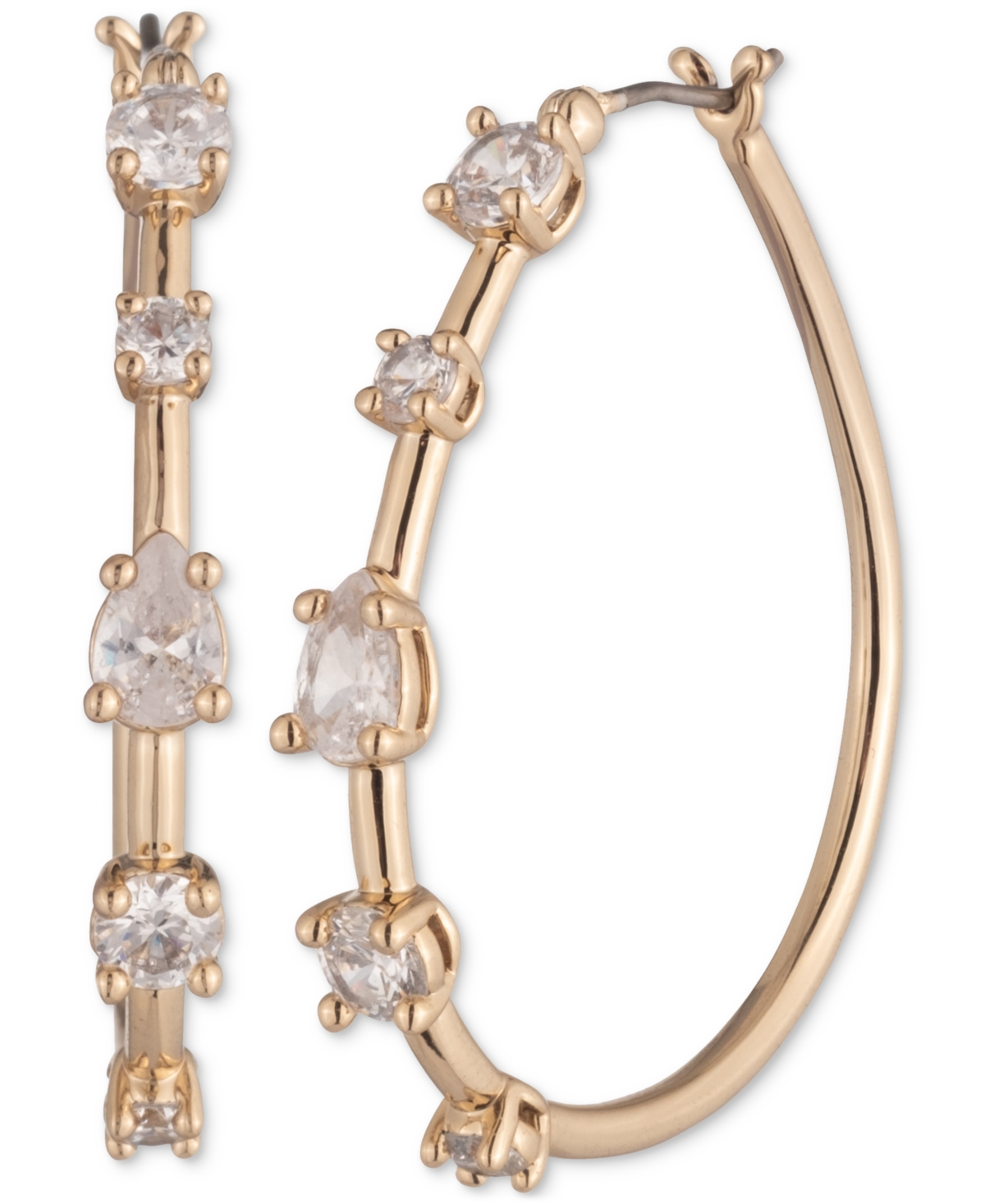 Givenchy Gold-tone Cubic Zirconia Oval Hoop Earrings In Silver,white