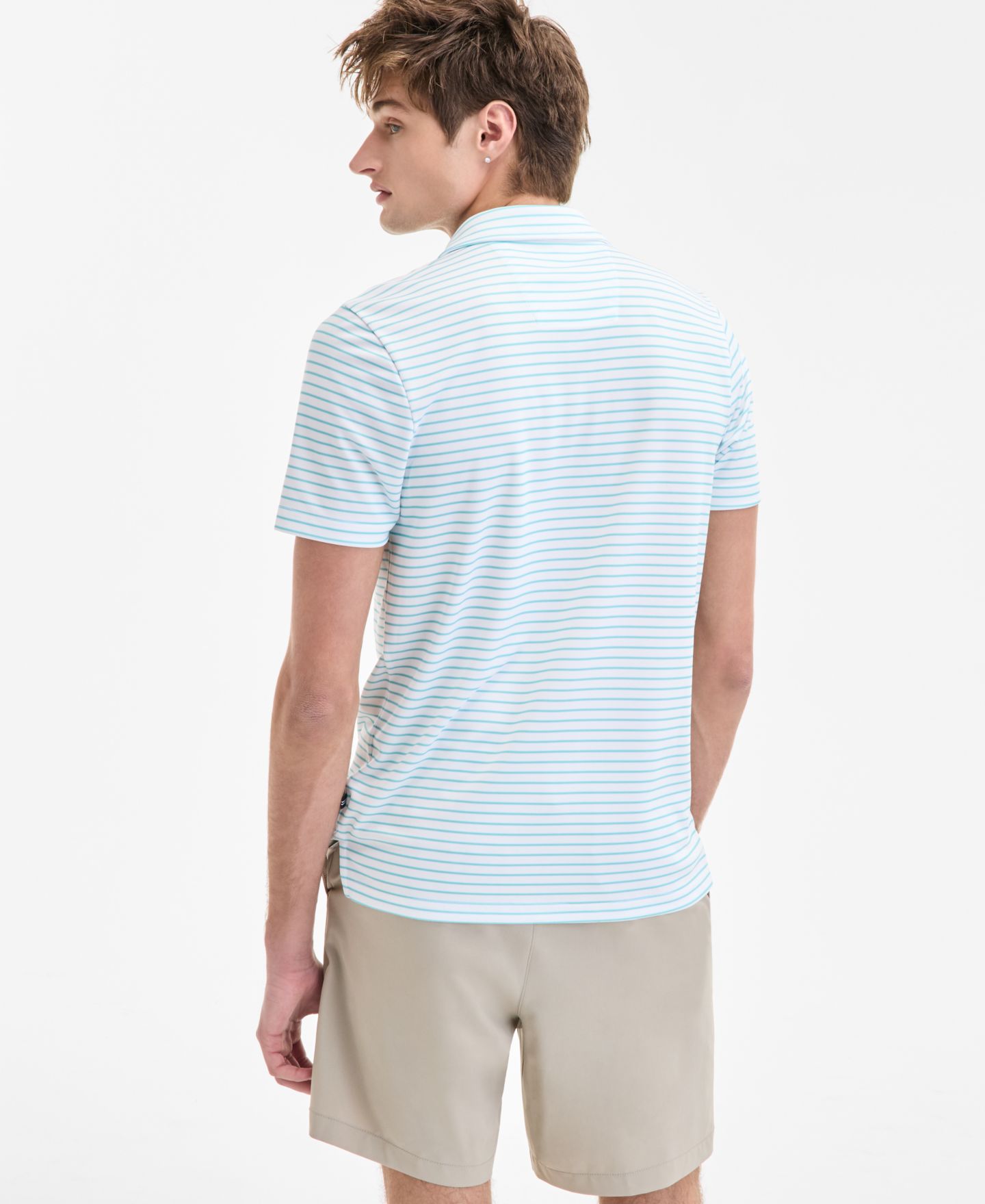 Мужское поло Nautica Classic-Fit Stripe Print Performance Golf Polo Shirt, цвет: Яркий белый — фото 4