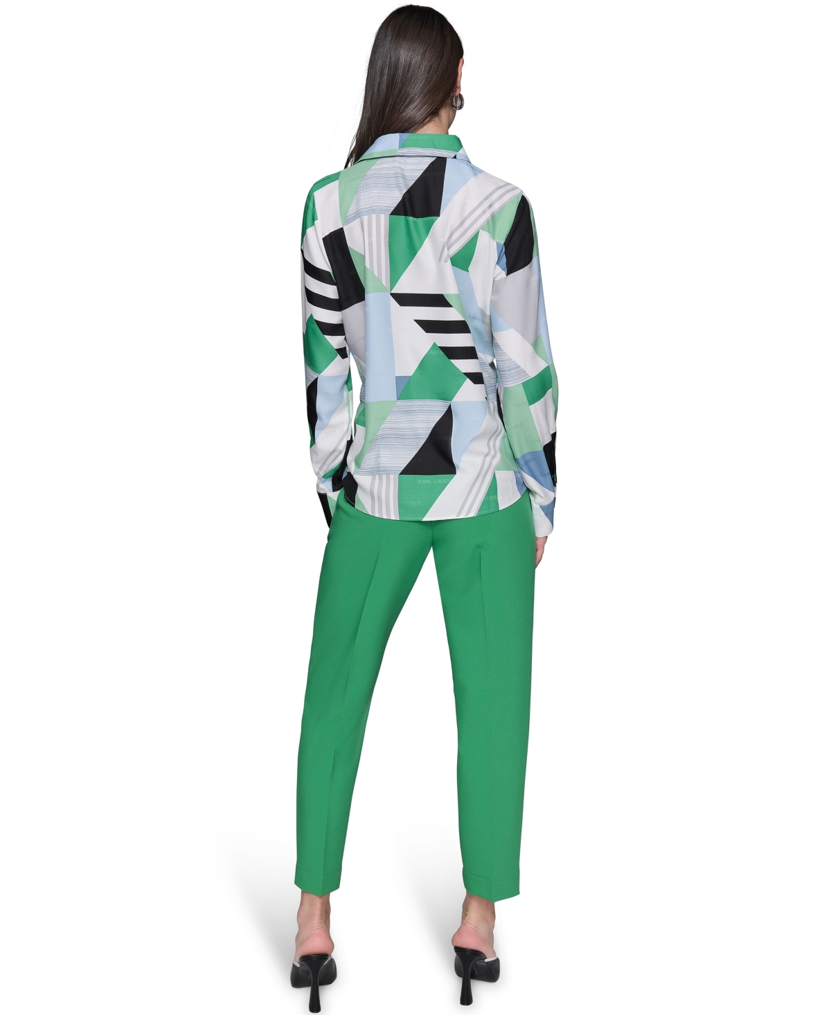 KARL LAGERFELD WOMEN'S GEOMETRIC-PRINT BLOUSE 