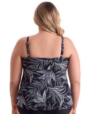 Women's Leaf Encounter High Low Double Tier Tankini Swimsuit Top