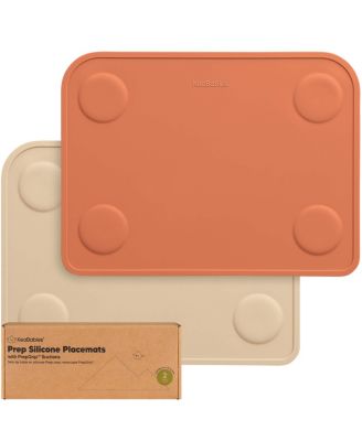 2-Pack Prep Silicone Placemats for Toddlers, Kids, Non Slip Suction Dining Table Baby Placemat, Easy to Clean