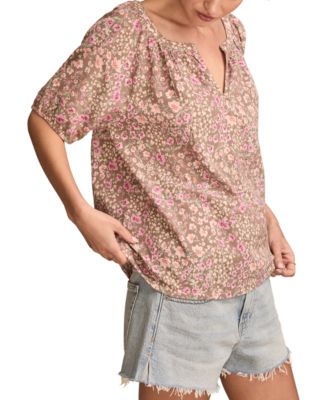 Women's Floral Printed Peasant Blouse