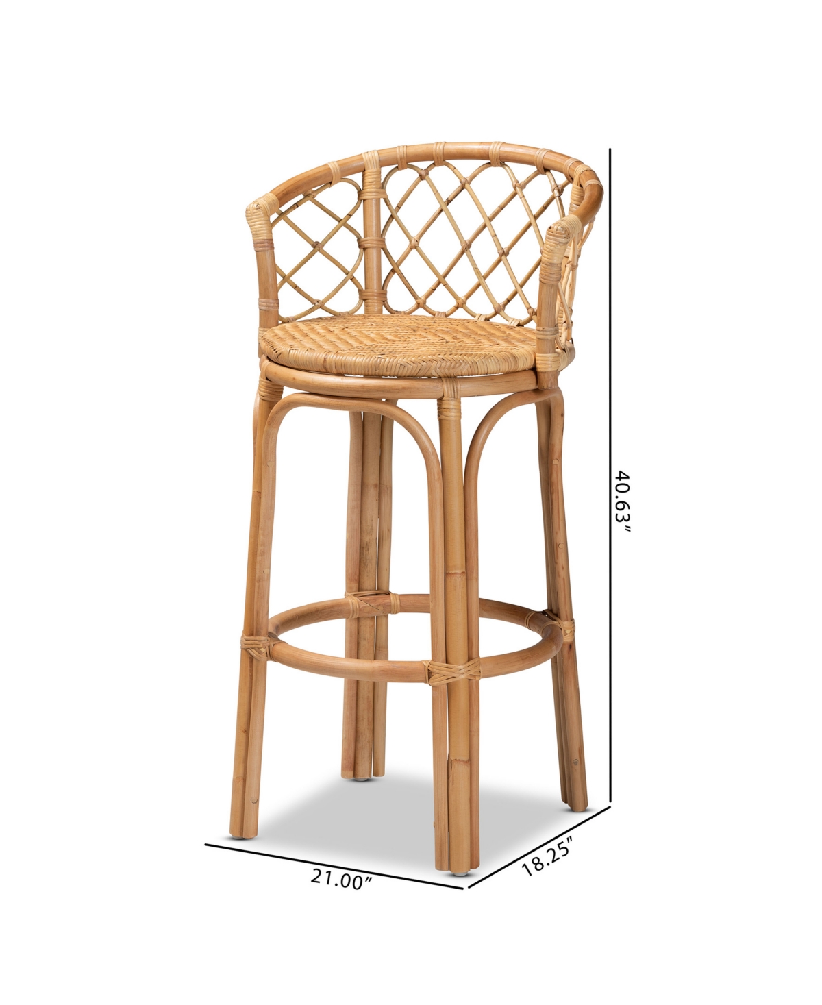 Bali & Pari 21" Rattan Orchard Modern Bohemian Counter Stool In Natural Brown