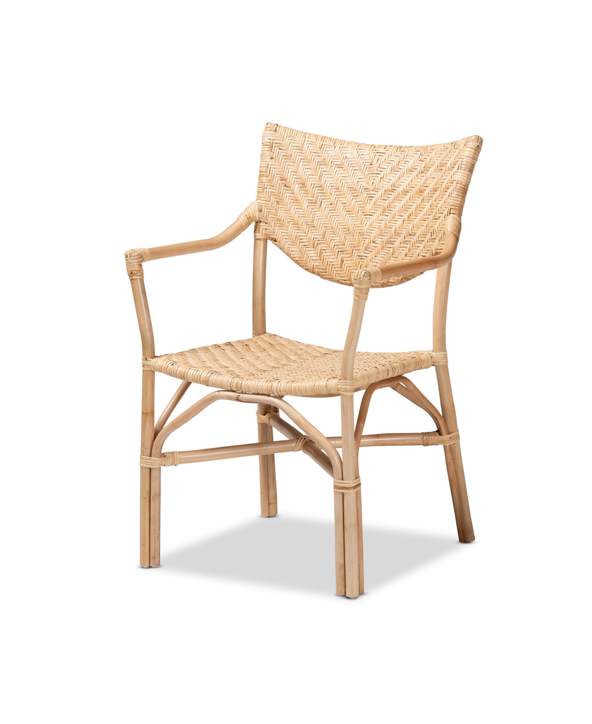 Bali & Pari Damani Modern Bohemian Natural Brown Finished Rattan Dining Chair In Natural Brown