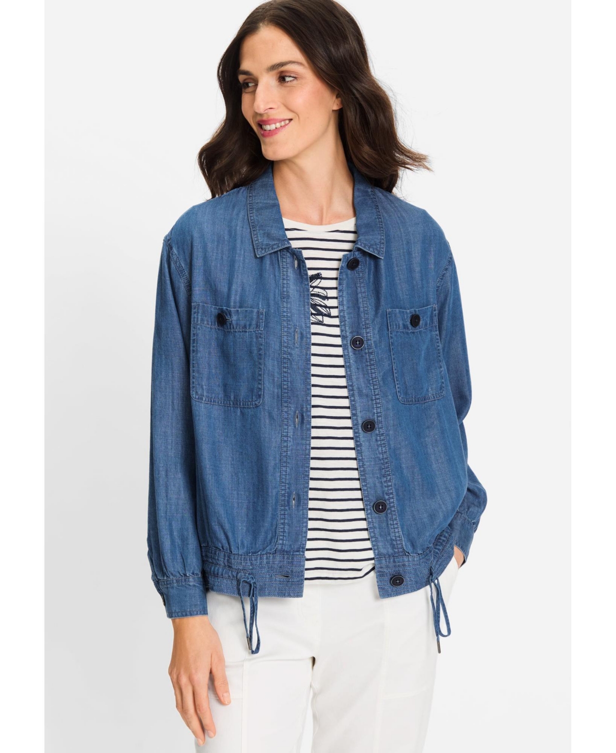 Women's Lightweight Denim Look Jacket - Blue denim