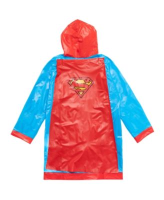 Boys DC Comics Superman Batman Waterproof Rain Jacket Cape and Umbrella 3 Piece Set to