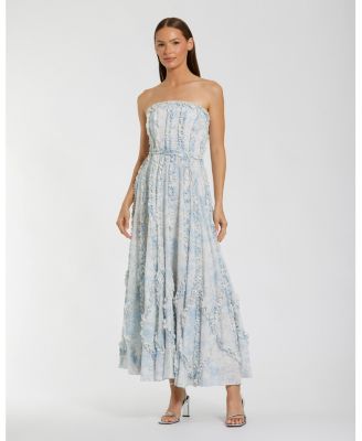 Women's Floral Cotton Ruffle Strapless Gown