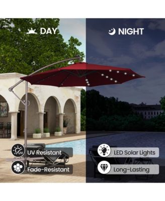 11ft Cantilever/Offset Hanging Patio Umbrella with Solar Light Included