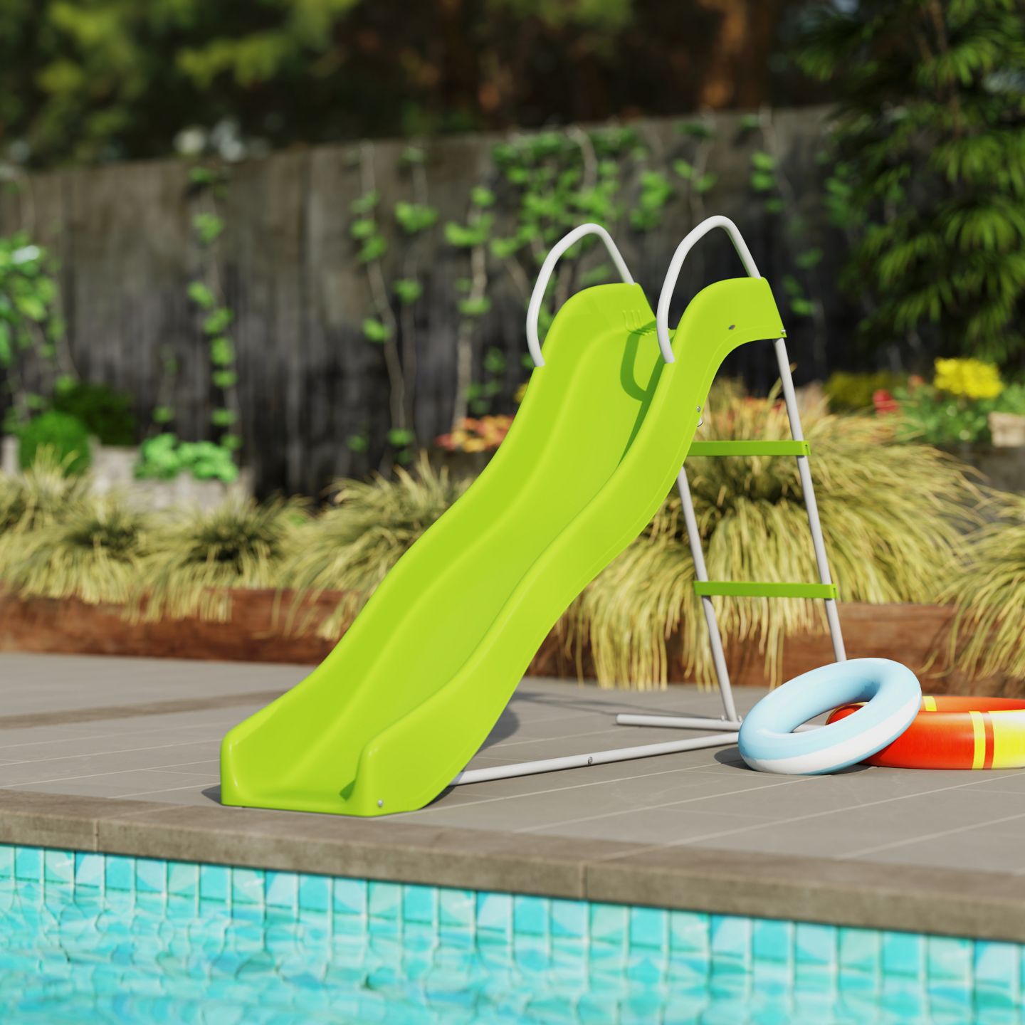 Детская игрушка Qaba Freestanding Wave Slide with Anti-Slip Texture, Ages 3-8, цвет: Зелёный — фото 3