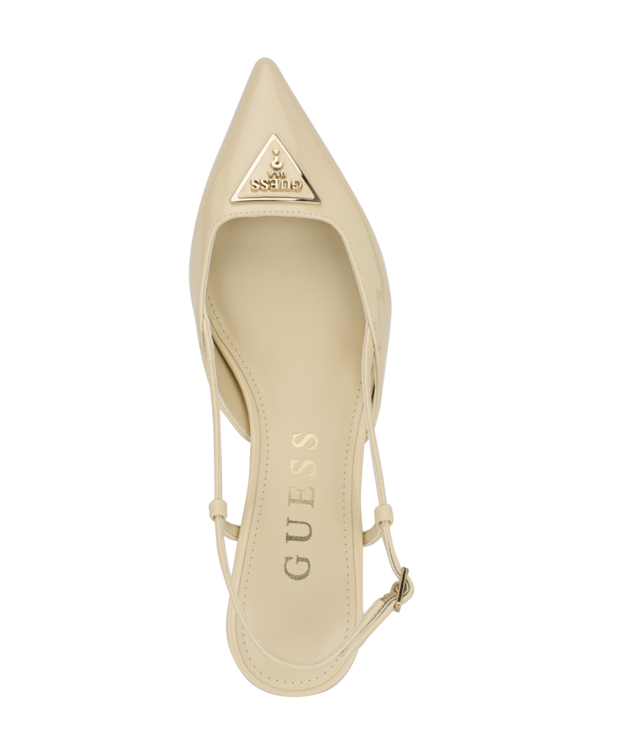 Guess Women's Jesson Logo Slingback Kitten Heel Pumps In Ivory Patent
